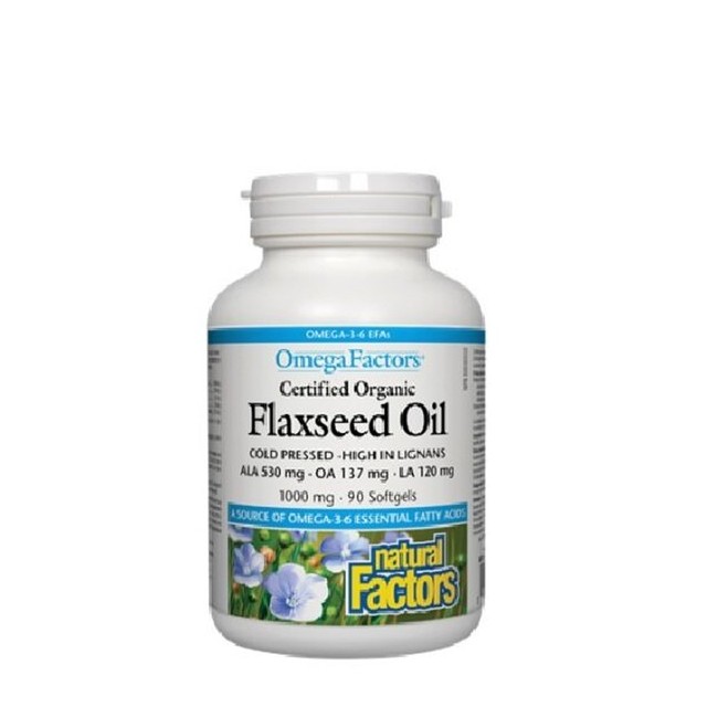 내추럴팩터스 오메가팩터스 오가닉 아마씨 오일 1000mg 90정 (Natural Factors Certified Organic Flaxseed Oil)