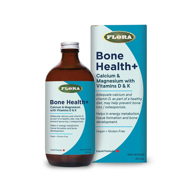 Flora Bone Health 칼슘 마그네슘 비타민D&K 액체 473ml