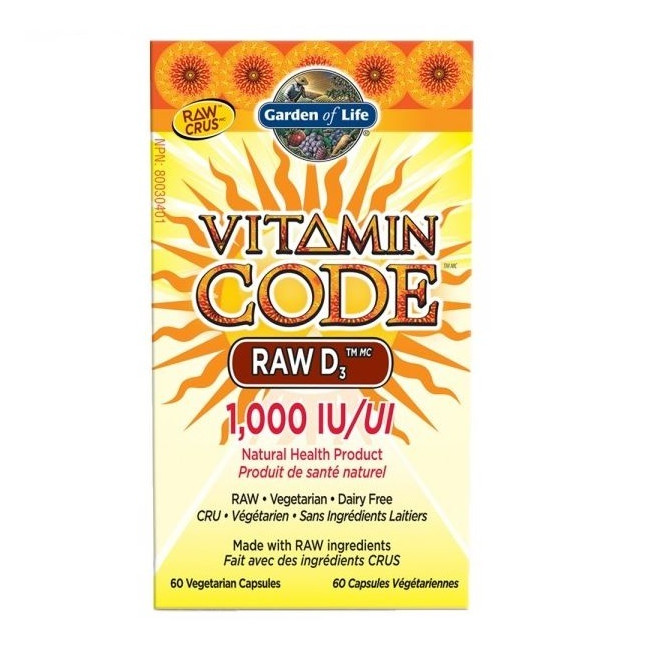 가든오브라이프 비타민코드 Raw D3 60정 뼈 치아건강 Vitamin Raw D3 1000IU 60Vcaps