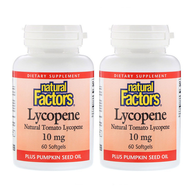 내추럴팩터스 2병세트 고농축 토마토 천연 라이코펜 60정 네추럴팩터스 (Natural Factors Lycopene)