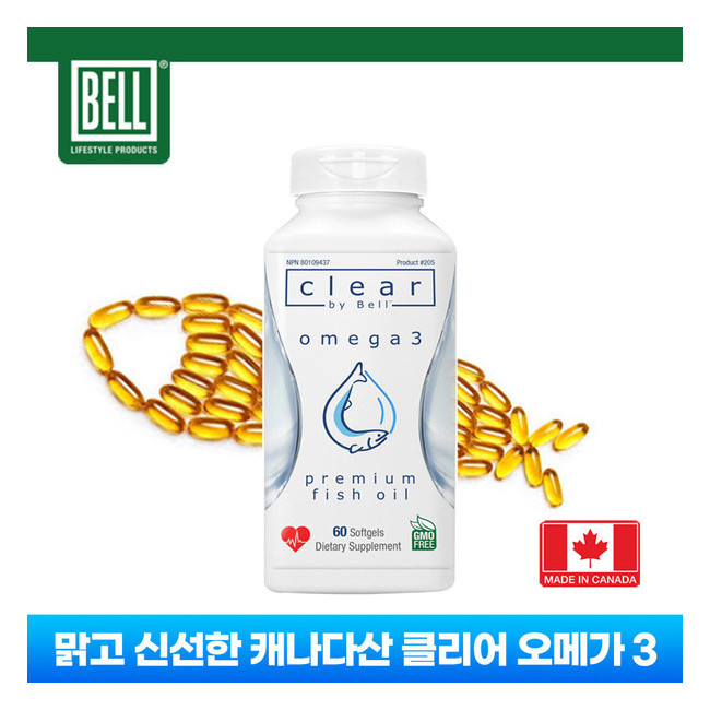 벨 초소형 엔쵸비 100% 오메가 3 소형 하루 두 캡슐 60정