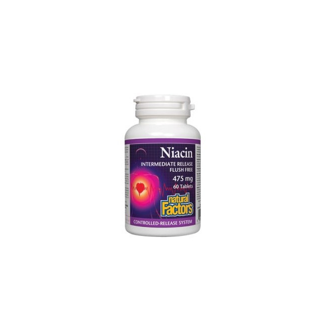 내추럴팩터스 나이아신 인터미디아 릴리스 475mg 60정 (Niacin Intermediate Release)