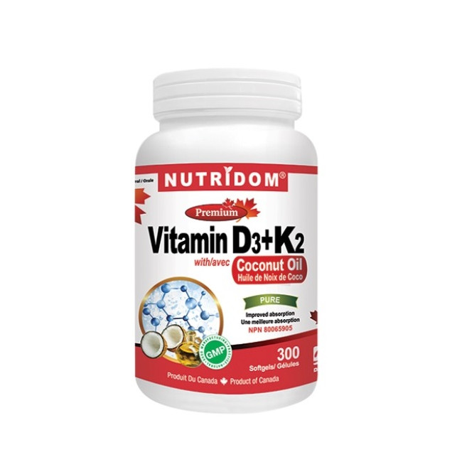 (뉴트리돔) 비타민 D3+K2 300정 면역 뼈건강 (Nutridom Vitamin D3+K2 300caps)