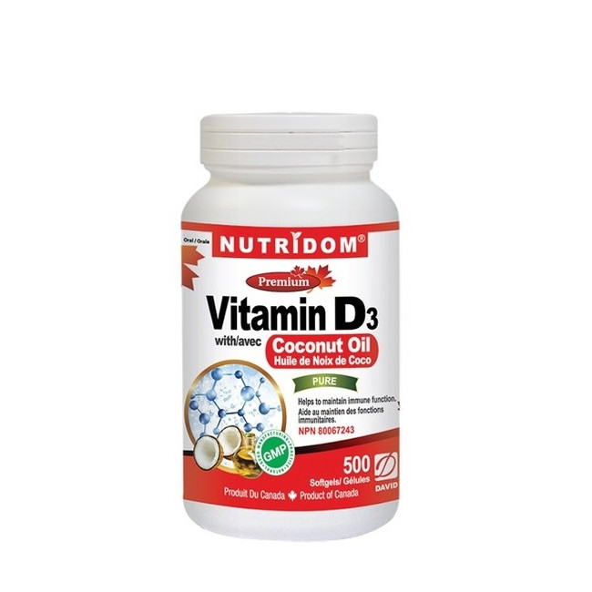 뉴트리돔 비타민 D3 코코넛 오일 500정 (Nutridom Vitamin D3 coconut oil 500 soft gels)