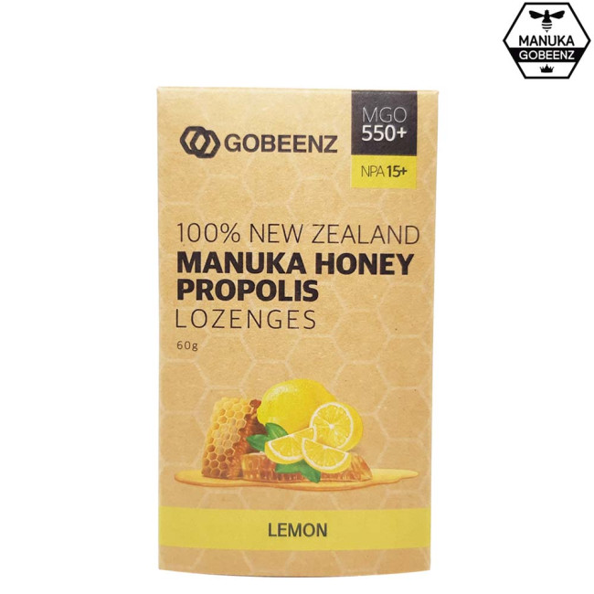 Gobeenz 100% NZ Manuka Honey MGO 550+ Propolis Lozenges(Lemon) 15s