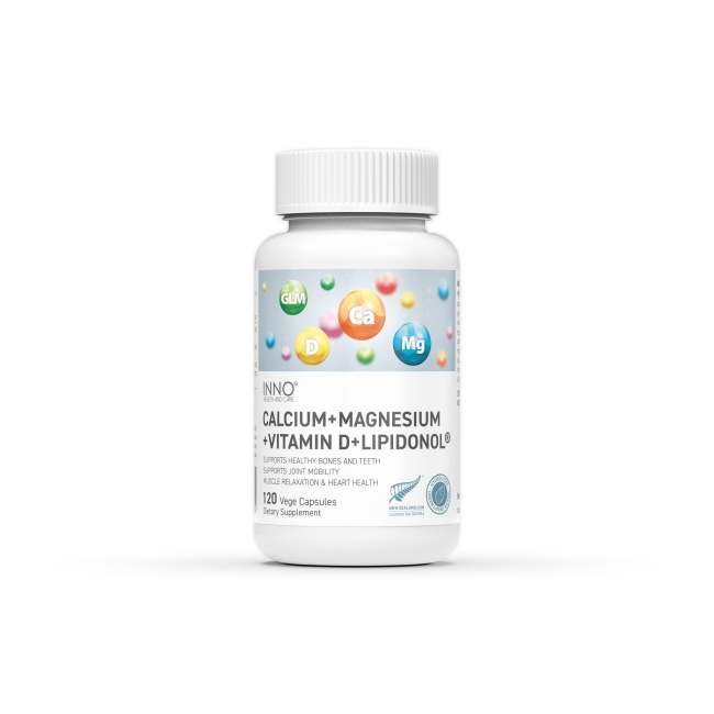 INNO HEALTH & CARE 칼슘 + 마그네슘 + 비타민D + LIPIDONOL 120 VEGE CAPS
